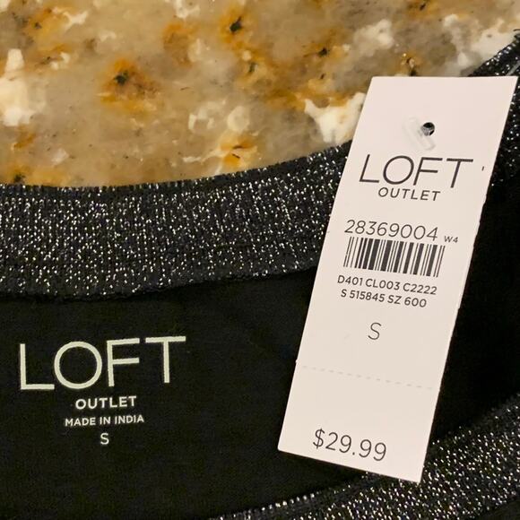 NWT LOFT Black W/Christmas Merry and Bright Graphic Long Sleeve Tee - Picture 6 of 8